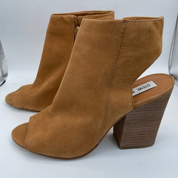 Steve Madden Shoes - Steve Madden Womens Size 8 Tulisa Sandal Brown Leather Side Zip Heel Sandal Shoe